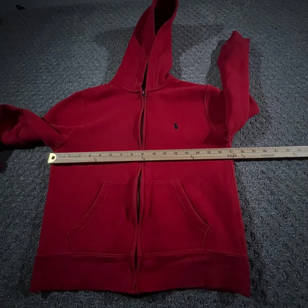 Polo Ralph Lauren Hoodie Boys‎ M 10-12 Red Full Zip Pony Logo Fleece Sweatshirt